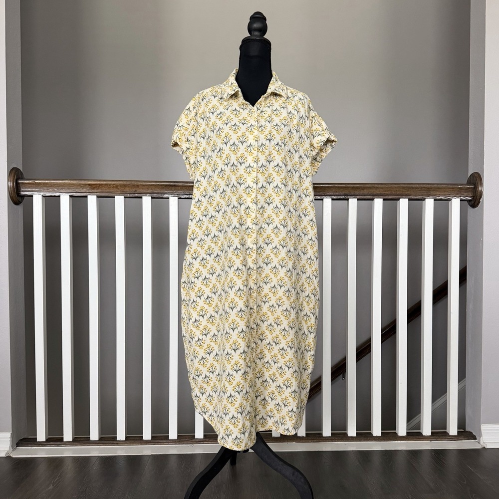 Style & Co Floral Gauze Shirt Dress Large 100% Cotton Cottagecore Feminine Boho